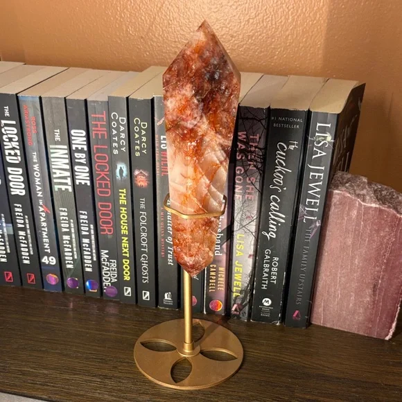 Fire Quartz Crystal Wand on Stand - Picture 3 of 7